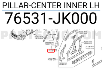 Nissan 76531JK000 PILLAR-CENTER INNER LH