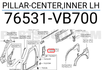 Nissan 76531VB700 PILLAR-CENTER,INNER LH