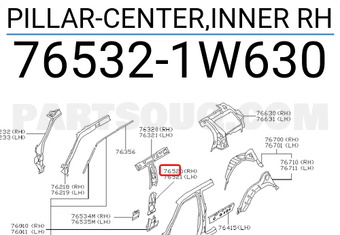Nissan 765321W630 PILLAR-CENTER,INNER RH