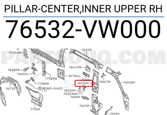 Nissan 76532VW000 PILLAR-CENTER,INNER UPPER RH