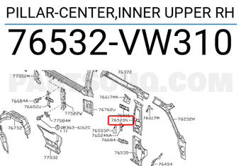 Nissan 76532VW310 PILLAR-CENTER,INNER UPPER RH