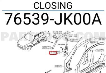 Nissan 76539JK00A CLOSING