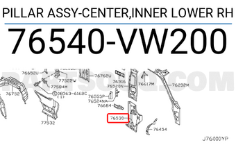 Nissan 76540VW200 PILLAR ASSY-CENTER,INNER LOWER RH
