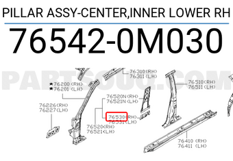 Nissan 765420M030 PILLAR ASSY-CENTER,INNER LOWER RH