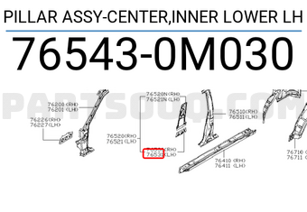 Nissan 765430M030 PILLAR ASSY-CENTER,INNER LOWER LH
