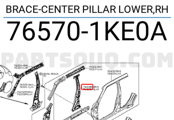 Nissan 765701KE0A BRACE-CENTER PILLAR LOWER,RH