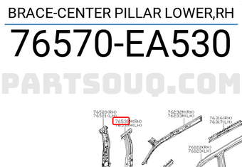 Nissan 76570EA530 BRACE-CENTER PILLAR LOWER,RH
