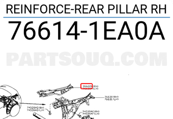 Nissan 766141EA0A REINFORCE-REAR PILLAR RH