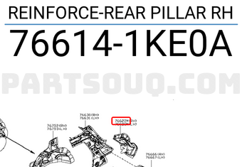 Nissan 766141KE0A REINFORCE-REAR PILLAR RH