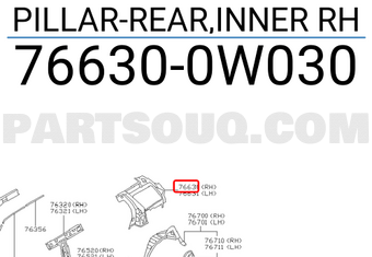 Nissan 766300W030 PILLAR-REAR,INNER RH
