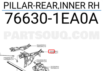 Nissan 766301EA0A PILLAR-REAR,INNER RH