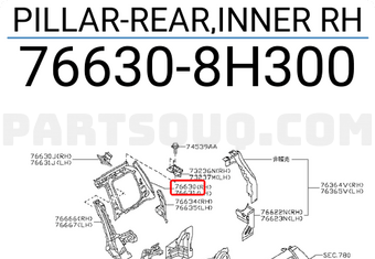 Nissan 766308H300 PILLAR-REAR,INNER RH