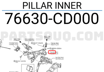 Nissan 76630CD000 PILLAR INNER