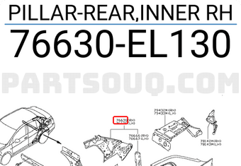 Nissan 76630EL130 PILLAR-REAR,INNER RH