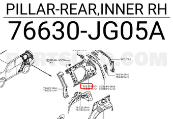 Nissan 76630JG05A PILLAR-REAR,INNER RH