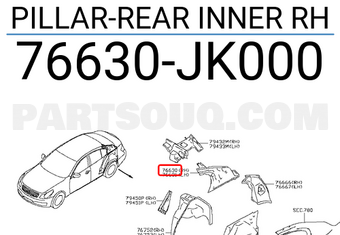 Nissan 76630JK000 PILLAR-REAR INNER RH