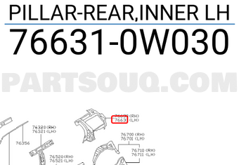 Nissan 766310W030 PILLAR-REAR,INNER LH
