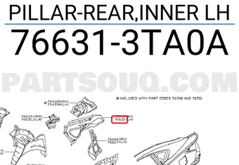 Nissan 766313TA0A PILLAR-REAR,INNER LH