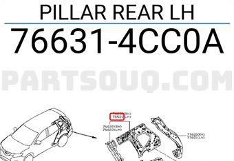 Nissan 766314CC0A PILLAR REAR LH