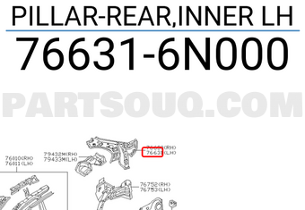 Nissan 766316N000 PILLAR-REAR,INNER LH