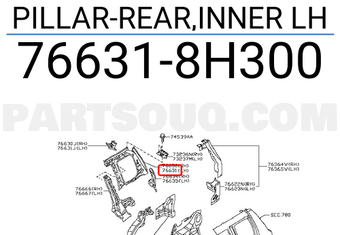 Nissan 766318H300 PILLAR-REAR,INNER LH