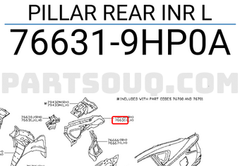 Nissan 766319HP0A PILLAR REAR INR L