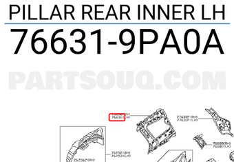 Nissan 766319PA0A PILLAR REAR INNER LH