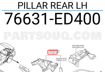 Nissan 76631ED400 PILLAR REAR LH