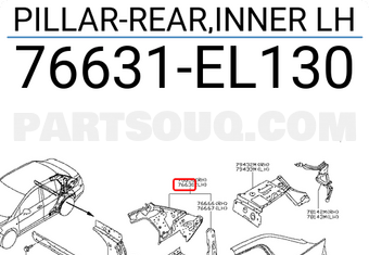 Nissan 76631EL130 PILLAR-REAR,INNER LH