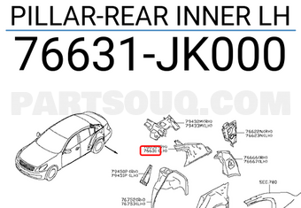 Nissan 76631JK000 PILLAR-REAR INNER LH