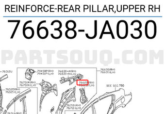 Nissan 76638JA030 REINFORCE-REAR PILLAR,UPPER RH