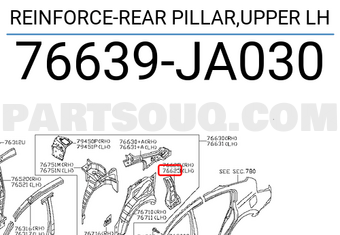 Nissan 76639JA030 REINFORCE-REAR PILLAR,UPPER LH