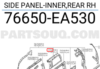 Nissan 76650EA530 SIDE PANEL-INNER,REAR RH