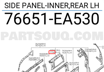Nissan 76651EA530 SIDE PANEL-INNER,REAR LH