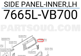 Nissan 7665LVB700 SIDE PANEL-INNER,LH