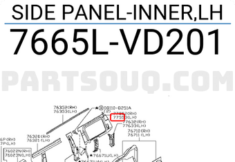 Nissan 7665LVD201 SIDE PANEL-INNER,LH