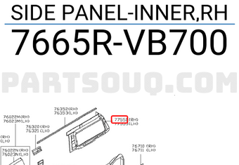 Nissan 7665RVB700 SIDE PANEL-INNER,RH