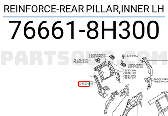 Nissan 766618H300 REINFORCE-REAR PILLAR,INNER LH