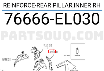 Nissan 76666EL030 REINFORCE-REAR PILLAR,INNER RH