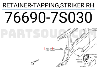 Nissan 766907S030 RETAINER-TAPPING,STRIKER RH