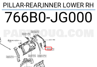 Nissan 766B0JG000 PILLAR-REAR,INNER LOWER RH