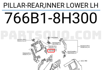 Nissan 766B18H300 PILLAR-REAR,INNER LOWER LH