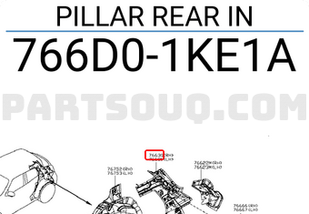 Nissan 766D01KE1A PILLAR REAR IN