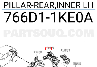 Nissan 766D11KE0A PILLAR-REAR,INNER LH