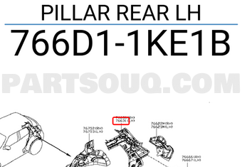 Nissan 766D11KE1B PILLAR REAR LH