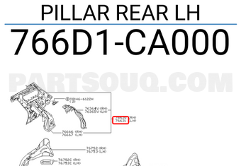Nissan 766D1CA000 PILLAR REAR LH