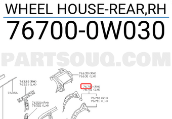 Nissan 767000W030 WHEEL HOUSE-REAR,RH