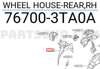 Nissan 767003TA0A WHEEL HOUSE-REAR,RH