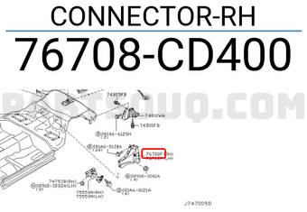 Nissan 76708CD400 CONNECTOR-RH