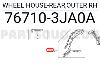 Nissan 767103JA0A WHEEL HOUSE-REAR,OUTER RH